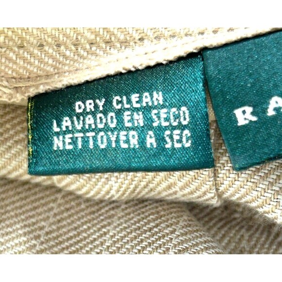 Lauren Ralph Lauren Womens Pleated Straight Leg Linen Pants Sz 8 Beige Stripe N4 - Picture 11 of 11